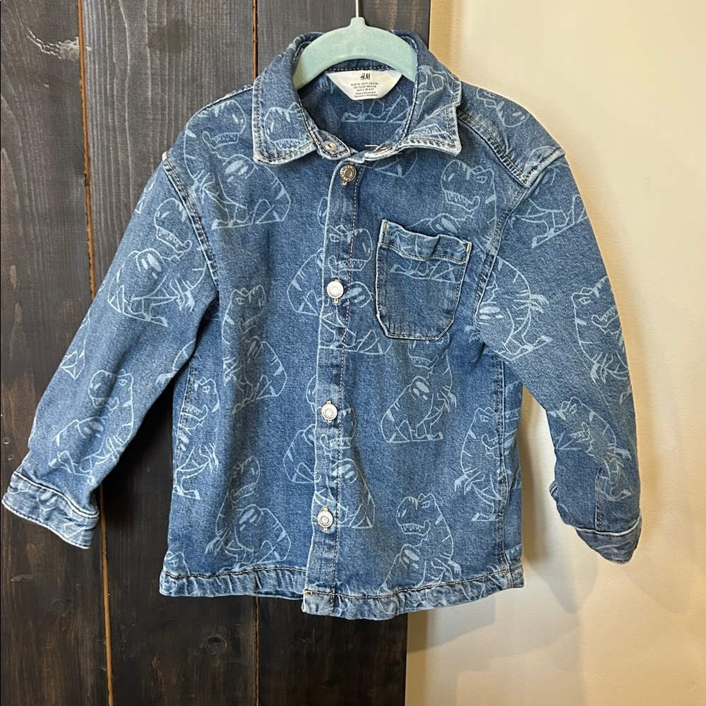 SET! // Boys Dino Pattern Denim Over-shirt + Jeans - Picture 2 of 10